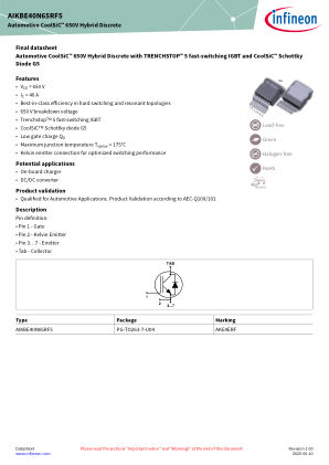 AIKBE40N65RF5 datasheet cover page