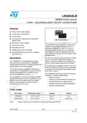 LIS302ALB datasheet cover page