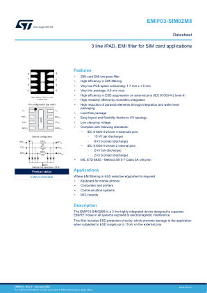 EMIF03-SIM02M8 数据手册首页