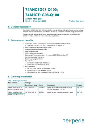 74AHCT1G08GW132 datasheet cover page