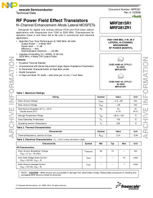 MRF281 datasheet cover page