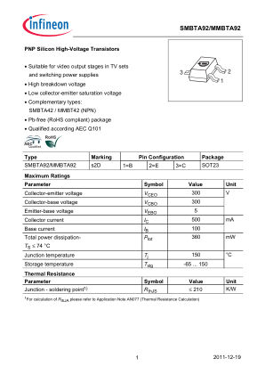 SMBTA92--MMBTA92 datasheet cover page
