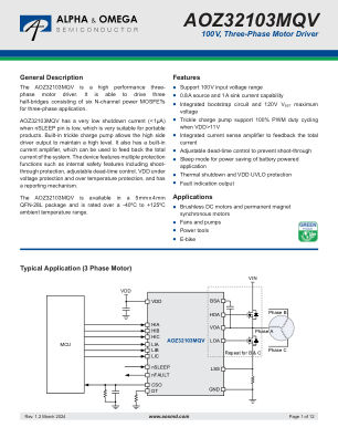 AOZ32103MQV datasheet cover page