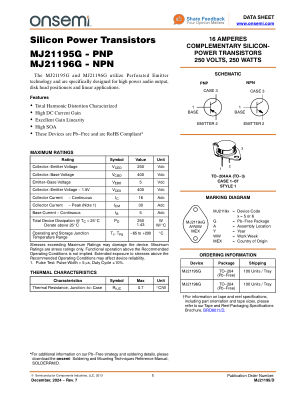 MJ21195 datasheet cover page