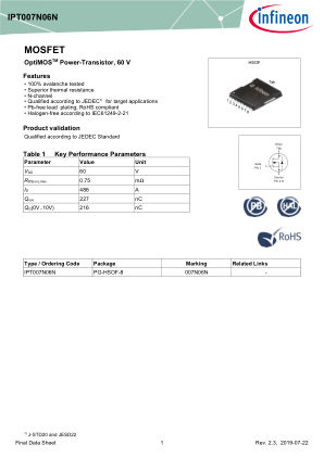 IPT007N06N datasheet cover page