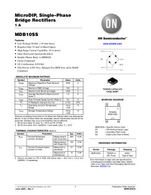 MDB10SS datasheet cover page