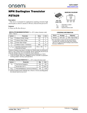 PZTA29 datasheet cover page