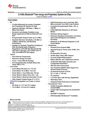 CC2541 datasheet cover page