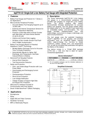 BQ27741-G1 datasheet cover page