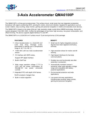QMA6100P 数据手册首页