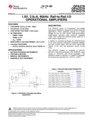 OPA4379 数据手册首页