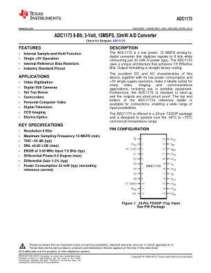 ADC1173 datasheet cover page