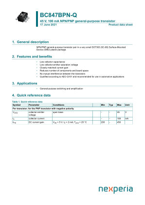 BC847BPN-QX datasheet cover page