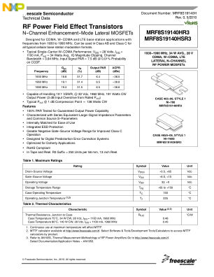 MRF8S19140H 数据手册首页