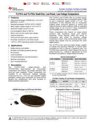 TLV7022 datasheet cover page