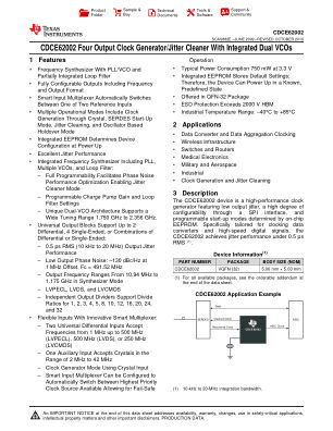 CDCE62002 数据手册首页