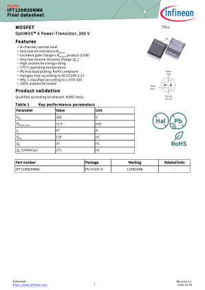 IPT129N20NM6 datasheet cover page