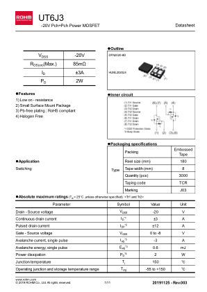 UT6J3 数据手册首页