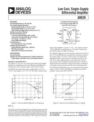 AD626 数据手册首页