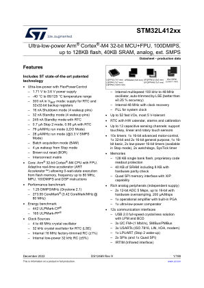 STM32L412C8 数据手册首页