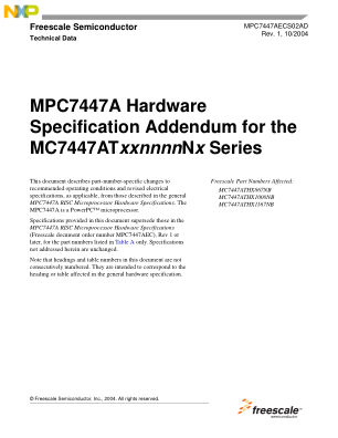 MPC7447AECS02AD 数据手册首页