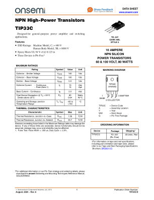 TIP33C datasheet cover page
