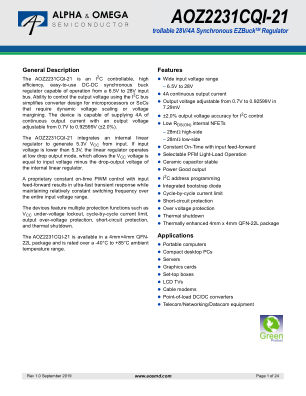 AOZ2231CQI-21 datasheet cover page