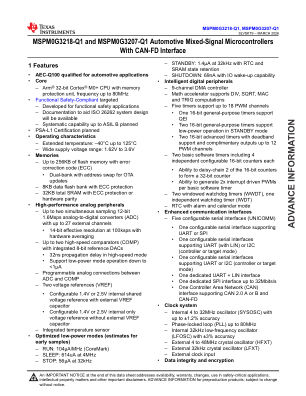 MSPM0G3218-Q1 datasheet cover page