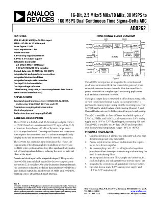 AD9262 datasheet cover page