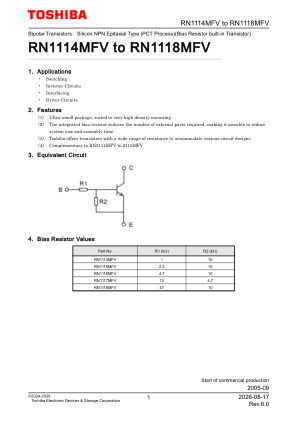 RN1114MFV datasheet cover page
