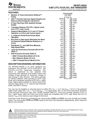 SN74GTL16622A datasheet cover page