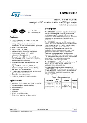 LSM6DSO32 datasheet cover page