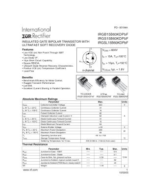 IRGB15B60KD datasheet cover page
