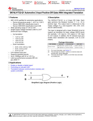 SN74LV1T32-Q1 数据手册首页