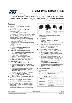STM32F411CE 数据手册首页
