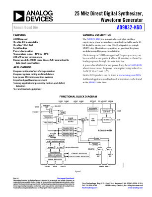 AD9832-KGD datasheet cover page