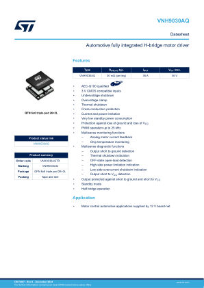 VNH9030AQ datasheet cover page