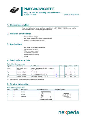 PMEG040V030EPEZ datasheet cover page