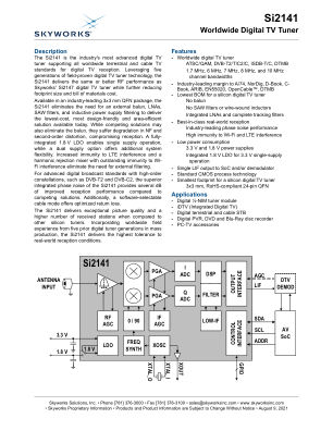 SI2141-A10-GMR datasheet cover page