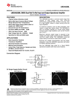 LMC6482QML datasheet cover page