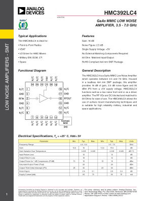 HMC392LC4 datasheet cover page
