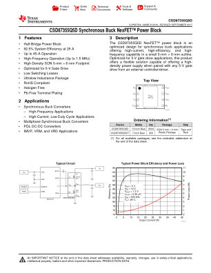 CSD87355Q5D datasheet cover page