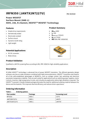 IRFN350 datasheet cover page