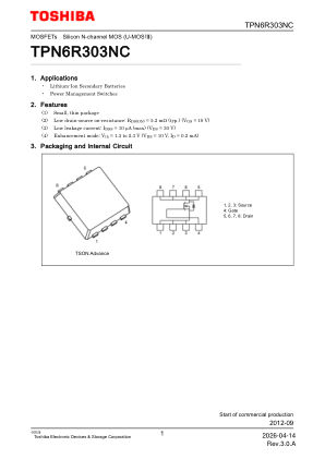 TPN6R303NC datasheet cover page