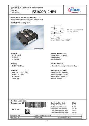 FZ1600R12HP4 datasheet cover page