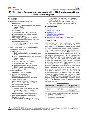 TAC5211 datasheet cover page
