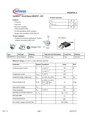 SPD50P03L-G 数据手册首页