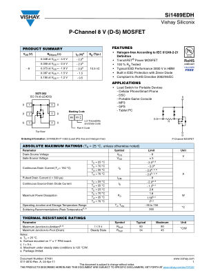 SI1489ED 数据手册首页