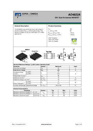 AO4822A datasheet cover page