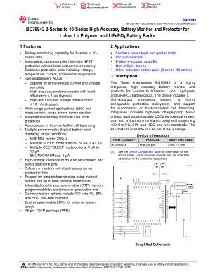 BQ76942 datasheet cover page